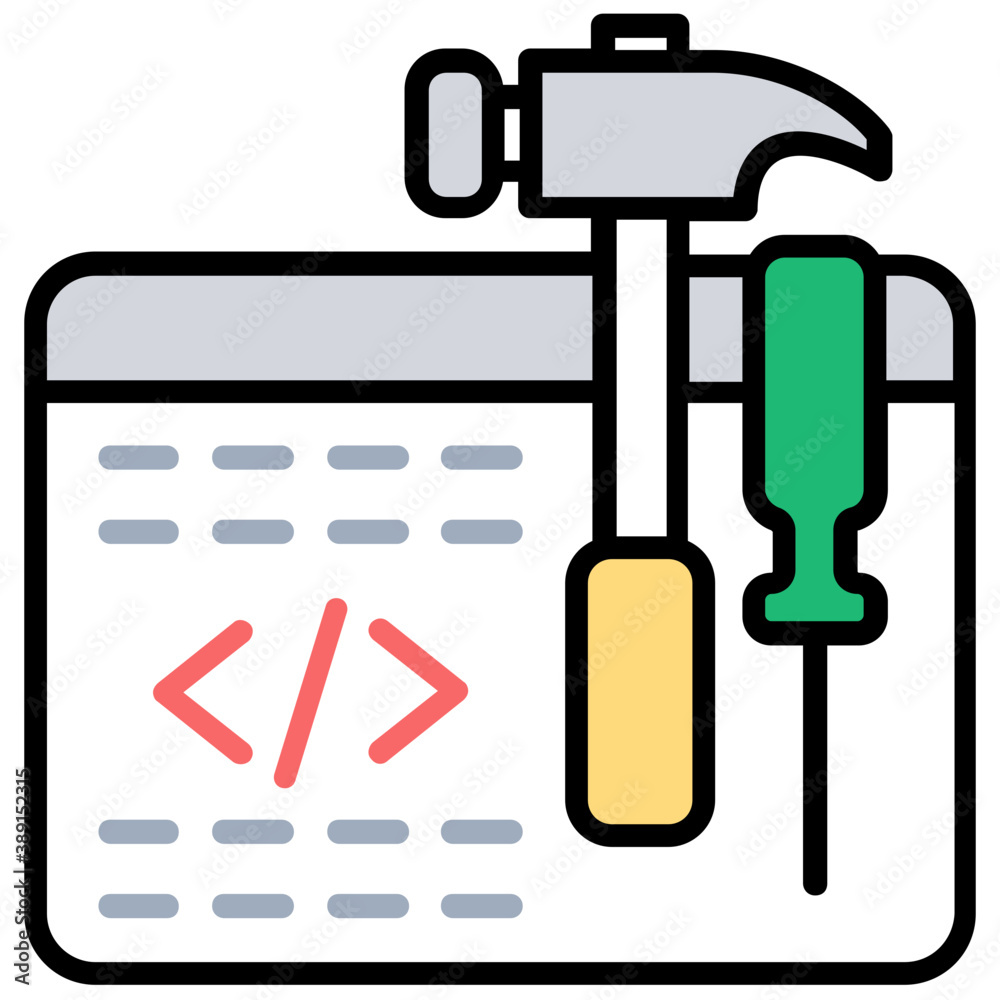 Html code with cog and spanner on website, code optimization icon
Html code with cog and spanner on website, code optimization icon