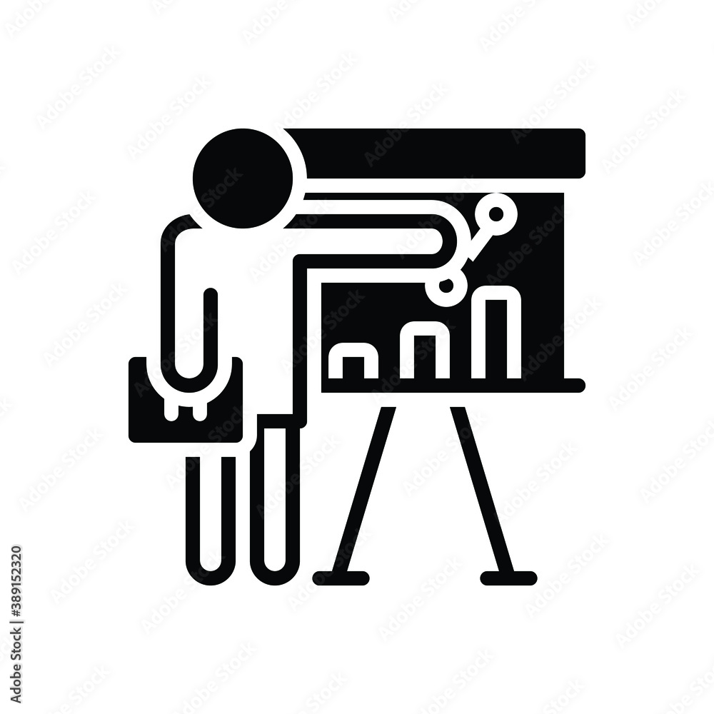 Black solid icon for presentation Black solid icon for presentation