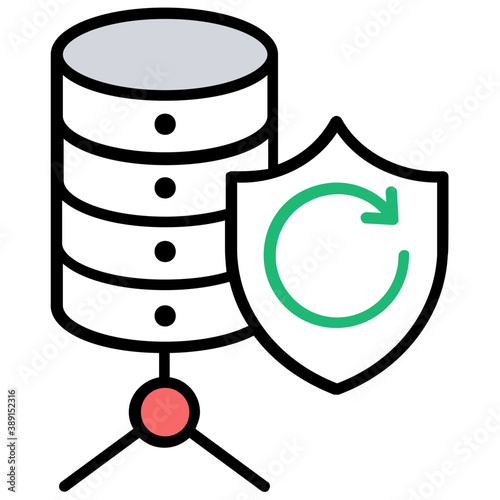 
Database mainframe connected to multiple computer screens, data mining and patterns icon
