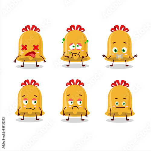 Christmas bell cartoon character with nope expression