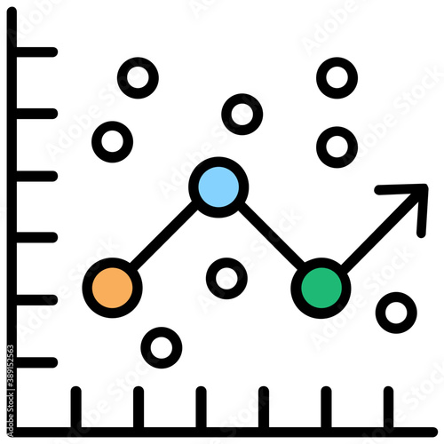 
Line graph presenting regression analysis, flat icon image
 photo