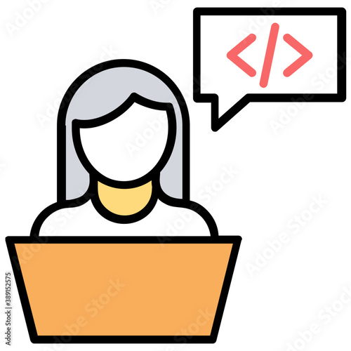 
A female programmer, software engineer or web developer 
