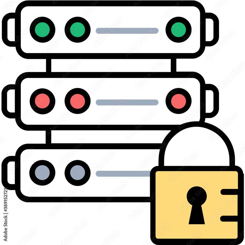 Server rack with padlock symbolising server security concept
Server rack with padlock symbolising server security concept