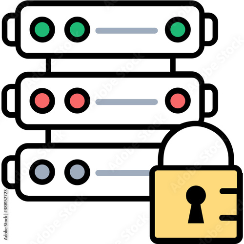 
Server rack with padlock symbolising server security concept
