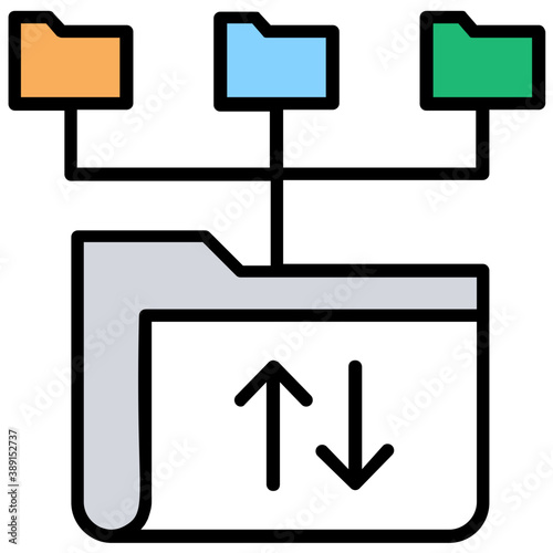 
Database mainframe connected to multiple computer screens, data mining and patterns icon
