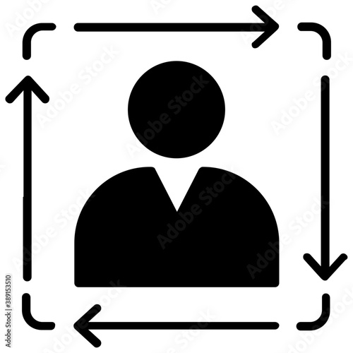 
Customer avatar with rotating arrows defining user behaviour prediction concept
