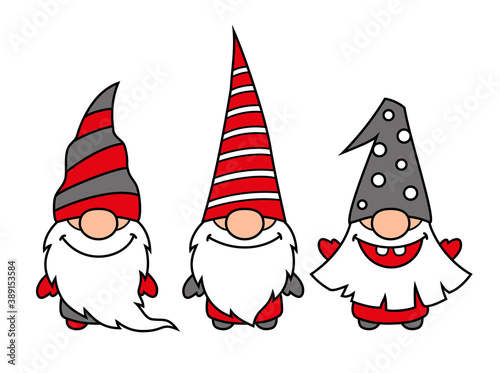 Cute Christmas gnomes, vector illustration
