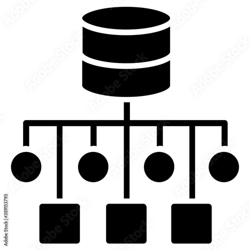 
Database mainframe connected to multiple computer screens, data mining and patterns icon
