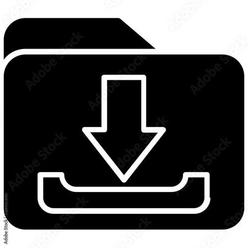 
Folder with downward arrow, folder downloading via internet, 

