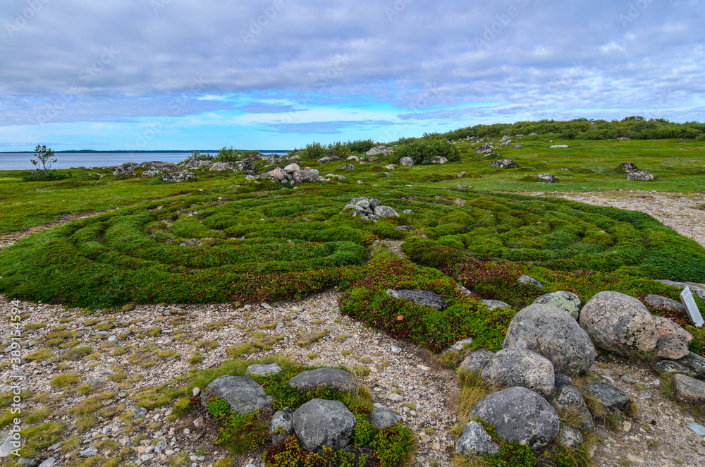 An ancient stone labyrinth on Big Zayatsky Island