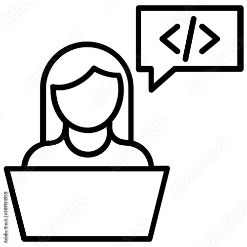
A female programmer, software engineer or web developer 
