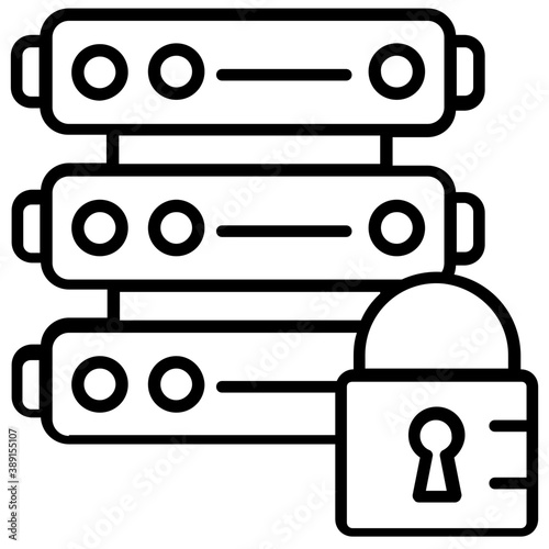 
Server rack with padlock symbolising server security concept
