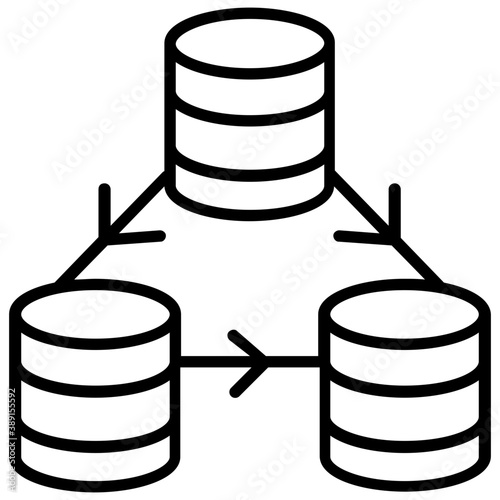 
Database mainframe connected to multiple computer screens, data mining and patterns icon
