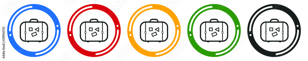 Baggage icon set. flat design vector illustration in 5 colors options for web design Baggage icon set. flat design vector illustration in 5 colors options for web design