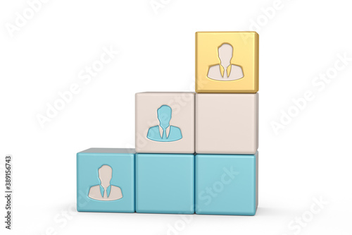 Bar chart, Economical growth, increase or success theme, 3D rendering. 3D illustration.