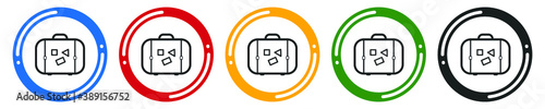 Baggage icon set. flat design vector illustration in 5 colors options for web design