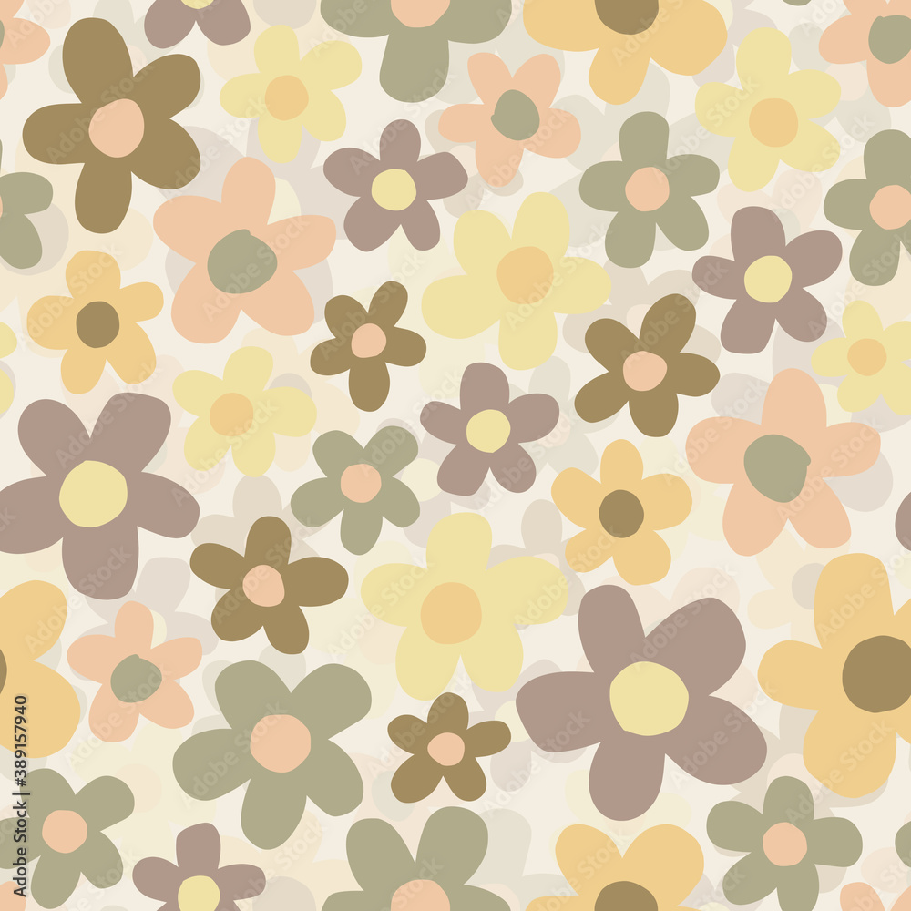  seamless hand draw doodle flower pattern background