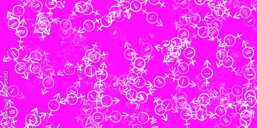 Light Pink vector pattern with feminism elements.