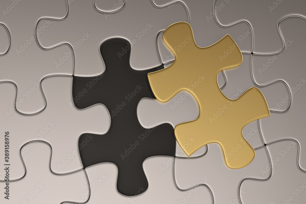 Financial concept,metal puzzle background, 3D rendering. 3D illustration. Financial concept,metal puzzle background, 3D rendering. 3D illustration.