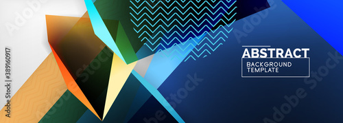 Low poly 3d geometric shapes, minimal abstract background. Vector illustrations for covers, banners, flyers and posters and other