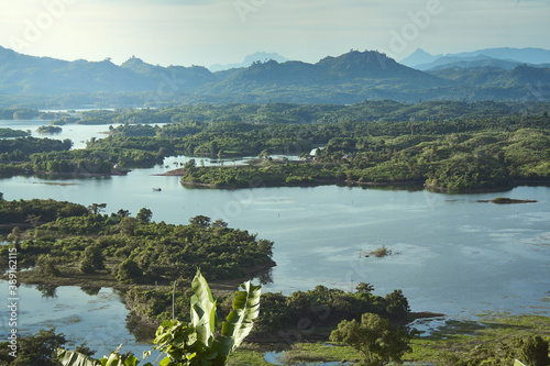 for thousand islands mekong river in aerial landscape
