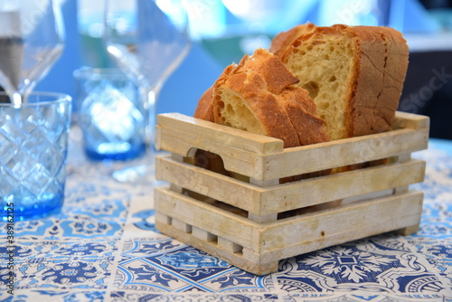 Fresh Bread in a Wooden Box