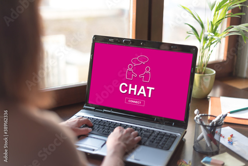 Chat concept on a laptop screen