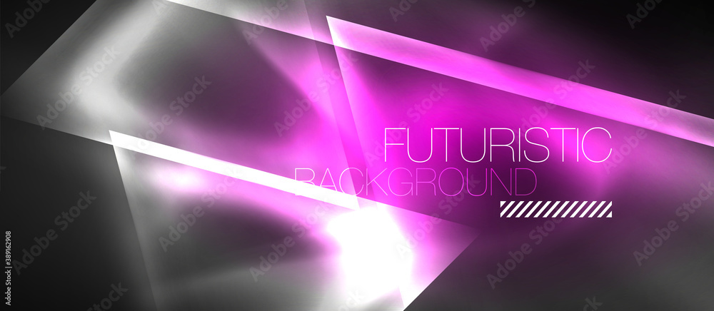 Neon geometric abstract background. Triangles with color glowing light effects in the dark. Vector illustration for covers, banners, flyers and posters and other Neon geometric abstract background. Triangles with color glowing light effects in the dark. Vector illustration for covers, banners, flyers and posters and other