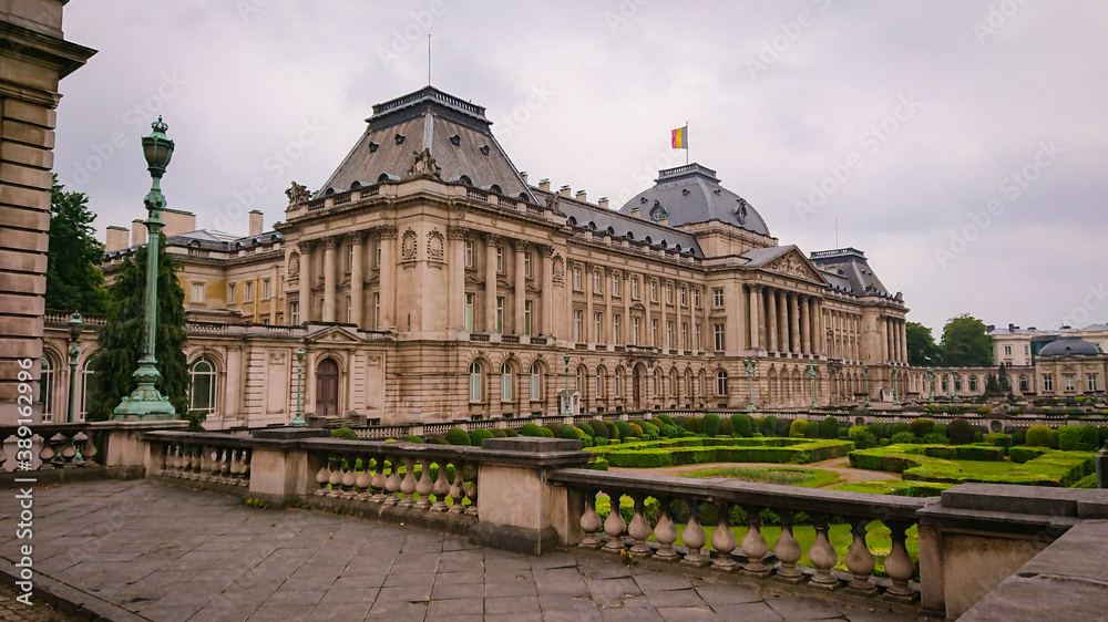 Brussels, Belgium  - May 13, 2018: View to Royal Palace of Brussels