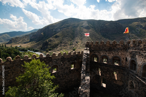 ancient ruined fortress with towers photo