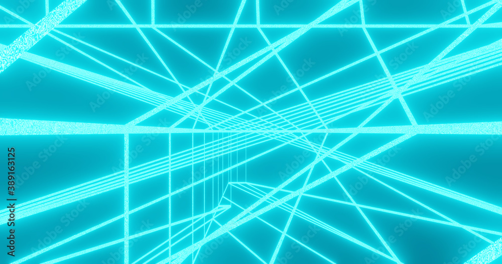 Render with chaotic tangled background of blue glowing lines