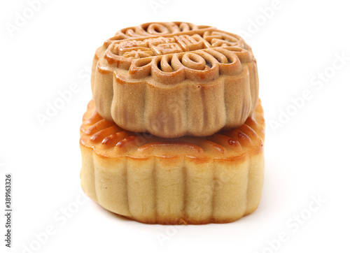 Mooncakes isolated on white background for Mid-Autumn Festival or Mooncake 