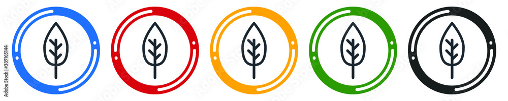 Leaf icon set. flat design vector illustration in 5 colors options for web design Leaf icon set. flat design vector illustration in 5 colors options for web design