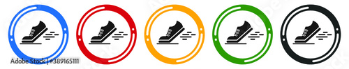 Running shoes icon set. flat design vector illustration in 5 colors options for web design