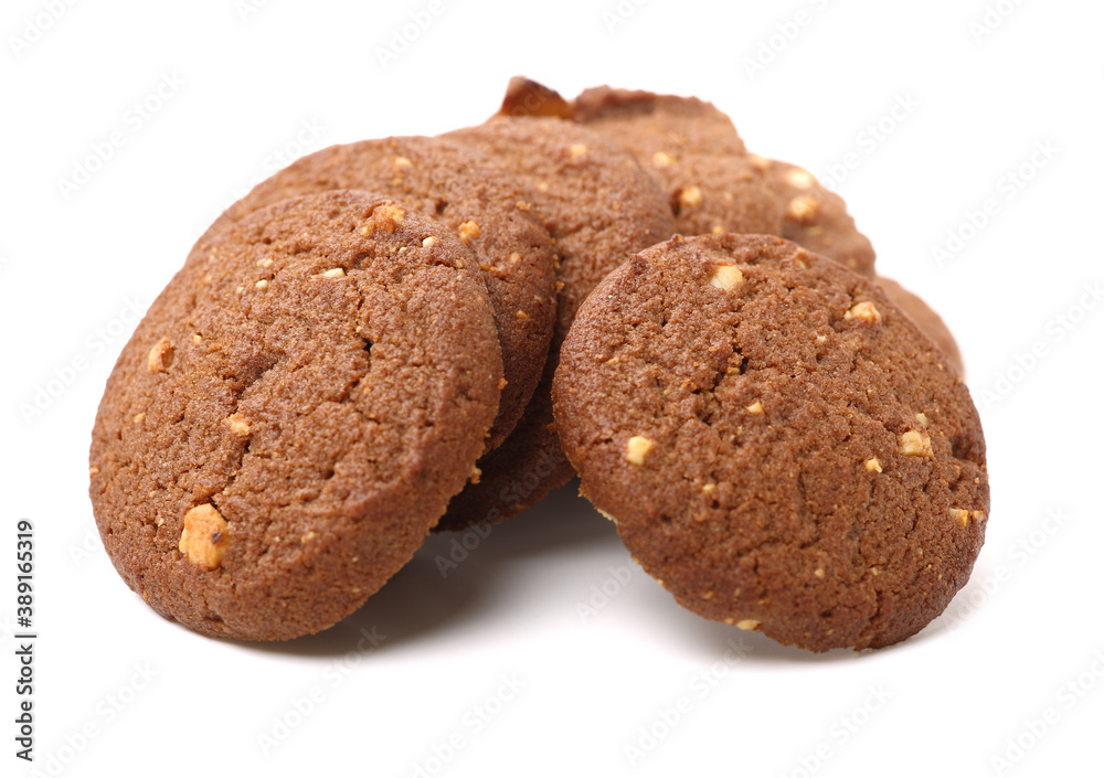 Chocolate homemade pastry cookies isolated on white background Chocolate homemade pastry cookies isolated on white background