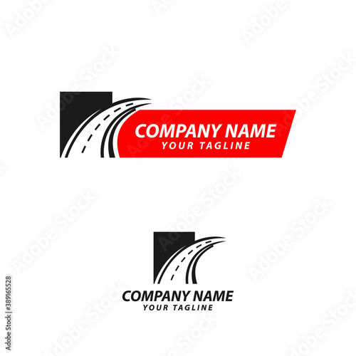 Road maintenance creative sign concept. Paving logo design template. Construction vector icon idea with highway in negative space. Transportation and traffic theme.