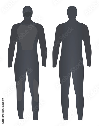 Grey diving wetsuit. vector illustration