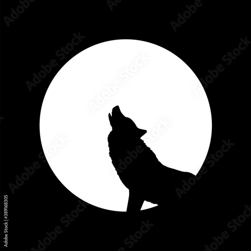 wolf howls at the moon. vector illustration