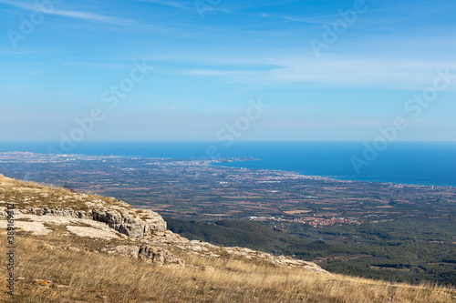 Cape of Salou and the surrounding pictured from above, touristic area in summer time by the Mediterranean sea. Tarragona, Catalunya, Golden coast, Spain