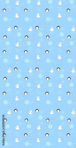 Penguin jacquard knitted seamless pattern. Winter background with cute animals. Northern style. Vector illustration