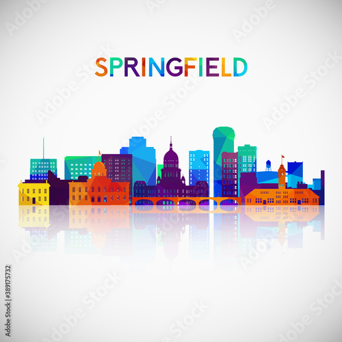 Springfield skyline silhouette in colorful geometric style. Symbol for your design. Vector illustration.
