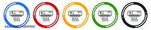 Air conditioning icon set. flat design vector illustration in 5 colors options for webdesign