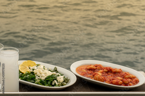 Turkish food appetizerson on white table. photo