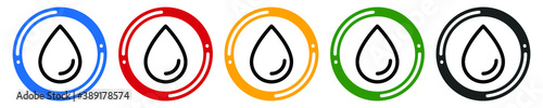 Drop line icon set. flat design vector illustration in 5 colors options for webdesign