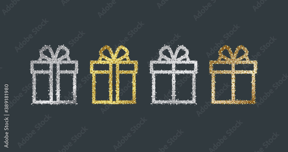 Set of gift boxes illustration, linear graphic box with texture of ...