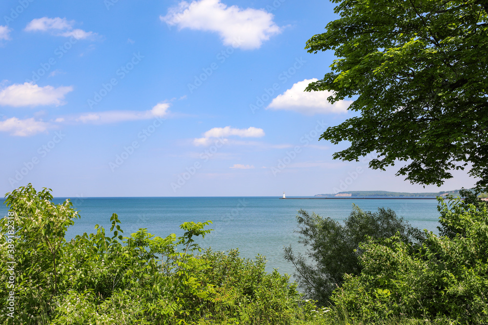 Sodus Bay on lake Ontario. Sodus, New York. Scenic view of the water on a sunny summer day.