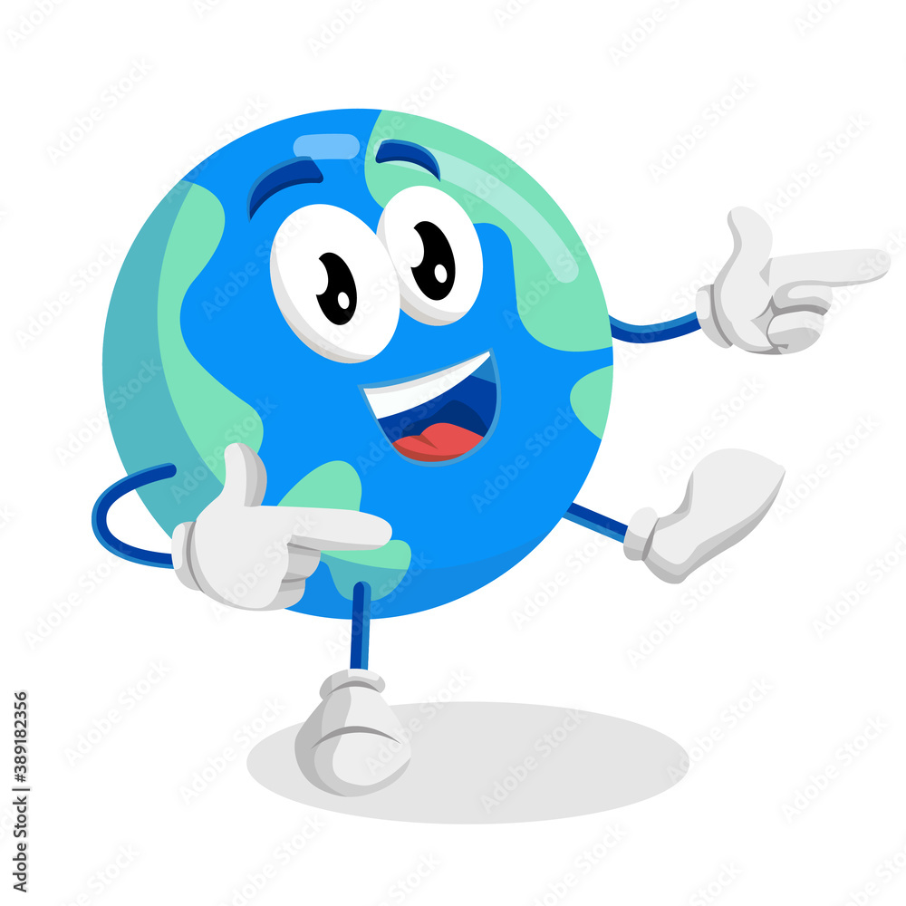 Earth Logo Mascot Hi pose Earth Logo Mascot Hi pose