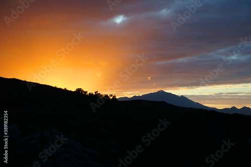 Sunset in a mountain view