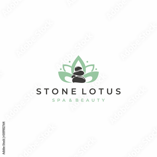 Lotus Spa Stone Logo Design Vector