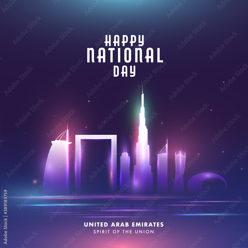 Happy National Day Celebration Poster Design With Famous Architecture